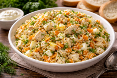 Секретный салат с крабовыми палочками к ужину