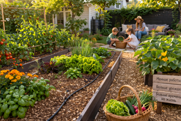 Как вести огород, когда работа и дети: принципы малоуходного сада