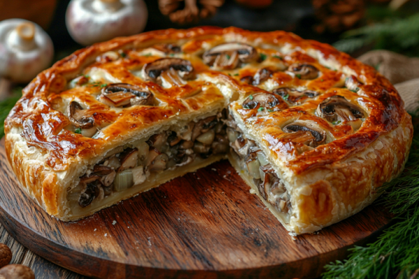 Пачка замороженных грибов и готовое тесто. Пирог &laquo;Грибной сюрприз&raquo;: хрустящие слои и душистая начинка за 30